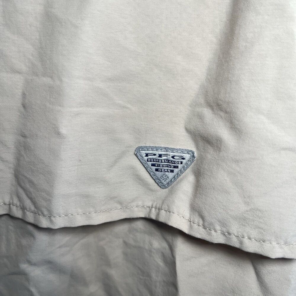 Columbia PFG Long Sleeve Button Down Shirt Hiking Trail Fishing Tan Men L - Picture 5 of 7